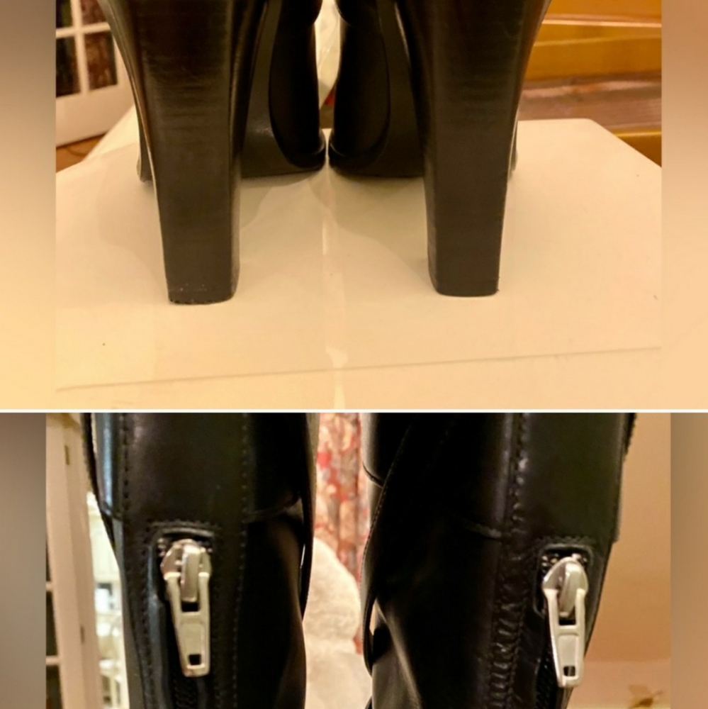 SAINT LAURENT BLACK LEATHER BOOTS. - Picture 3 of 6